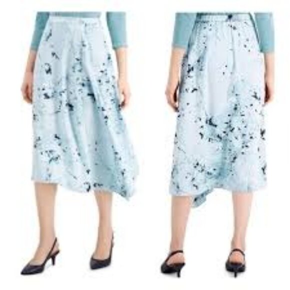 ALFANI Blue Summer Blossoms Asymmetric A-Line Peplum Side Skirt 14 Plus NWT - Picture 9 of 14